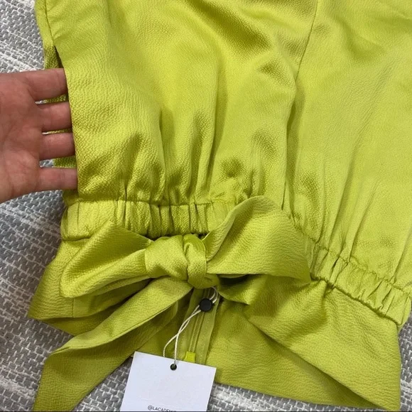 L’academie Cornelie lime green satin-like shorts XS